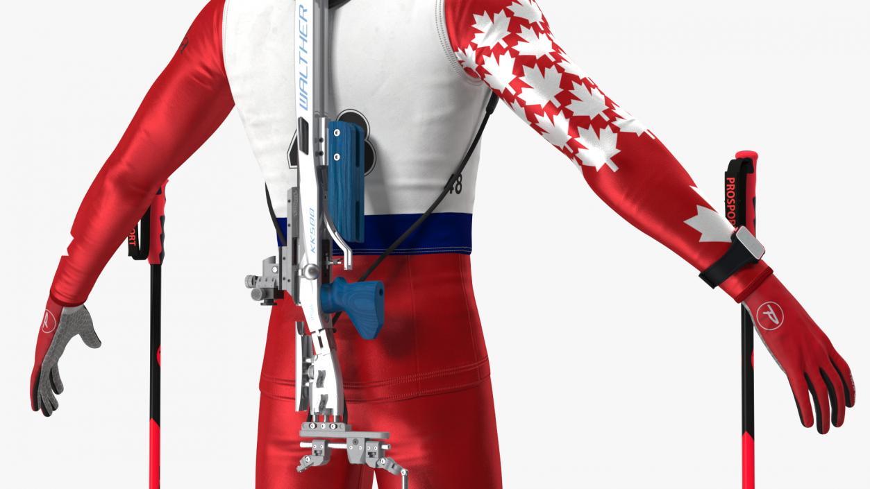 3D Biathlonist Fully Equipped Canada Team Neutral Pose