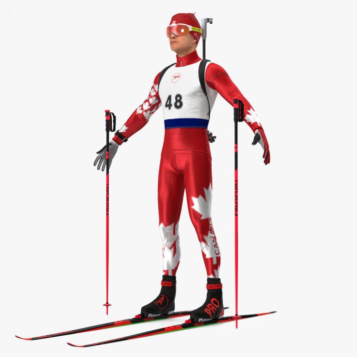 3D Biathlonist Fully Equipped Canada Team Neutral Pose