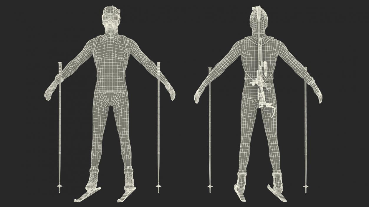 3D Biathlonist Fully Equipped Canada Team Neutral Pose