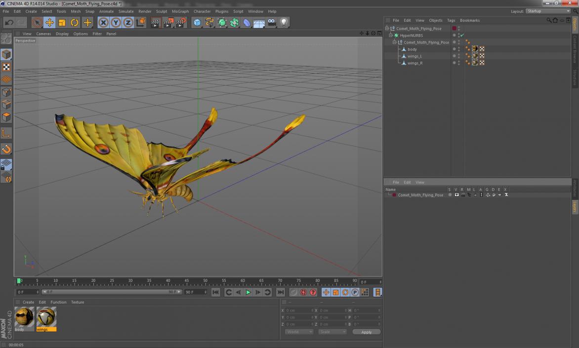 Comet Moth Flying Pose 3D