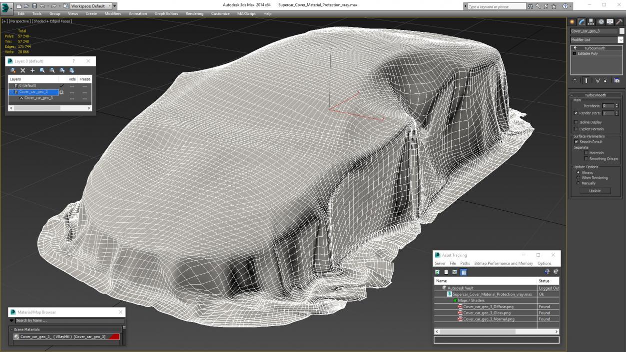 Supercar Cover Material Protection 3D model