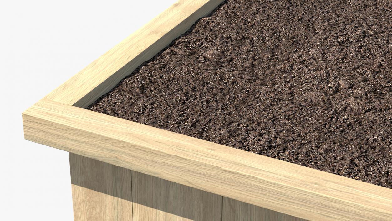 3D model Wooden Box with Soil