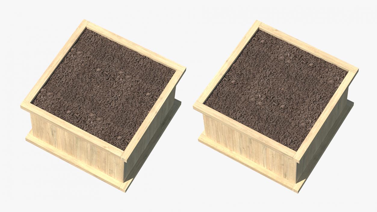 3D model Wooden Box with Soil