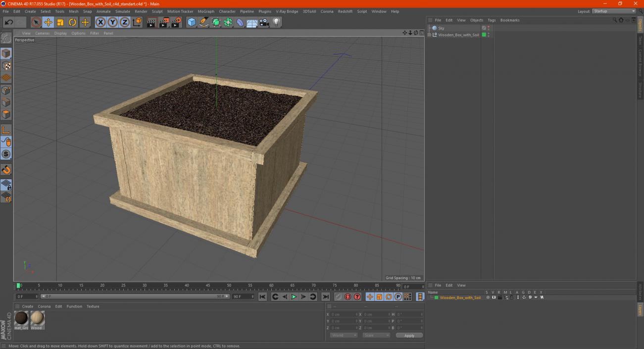 3D model Wooden Box with Soil