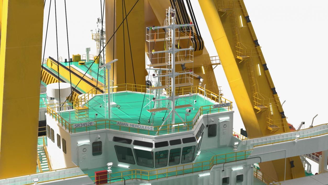 3D Floating Crane Ship Working Position