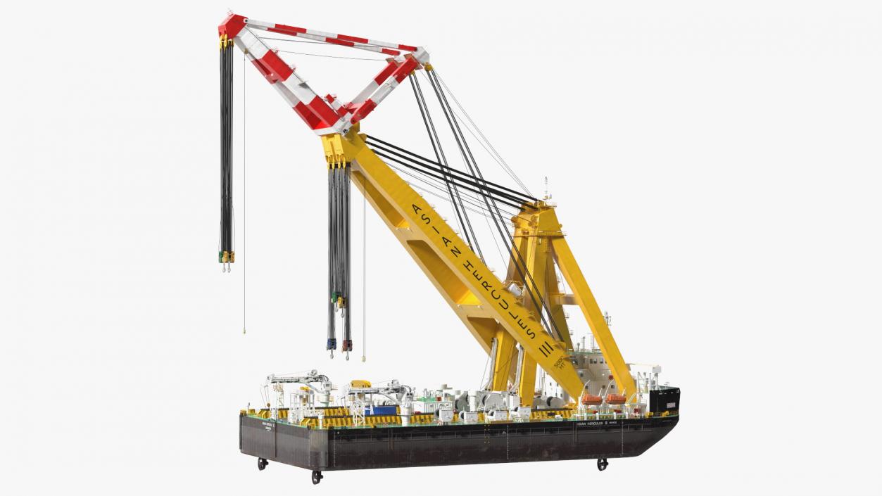 3D Floating Crane Ship Working Position