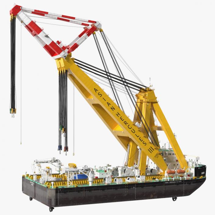 3D Floating Crane Ship Working Position