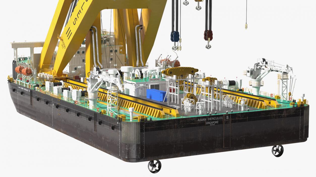 3D Floating Crane Ship Working Position