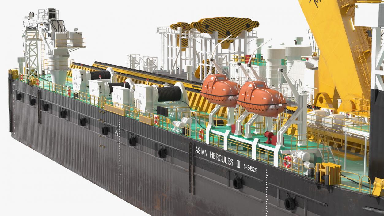 3D Floating Crane Ship Working Position