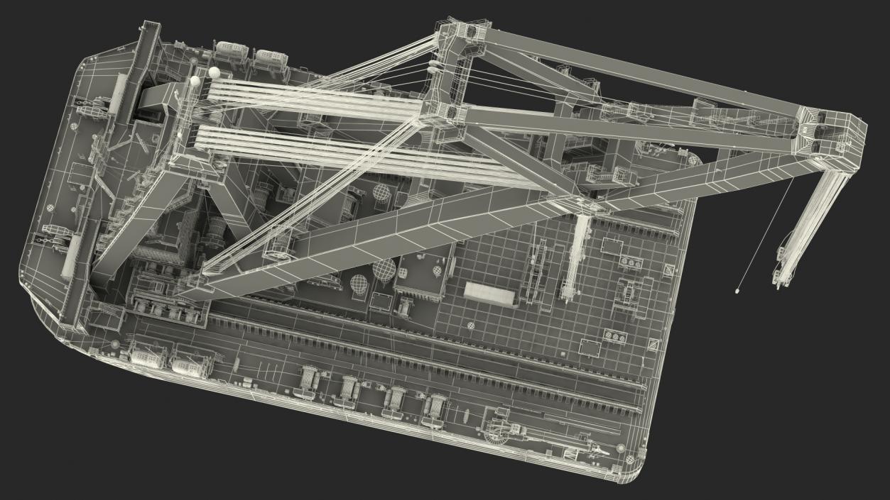 3D Floating Crane Ship Working Position