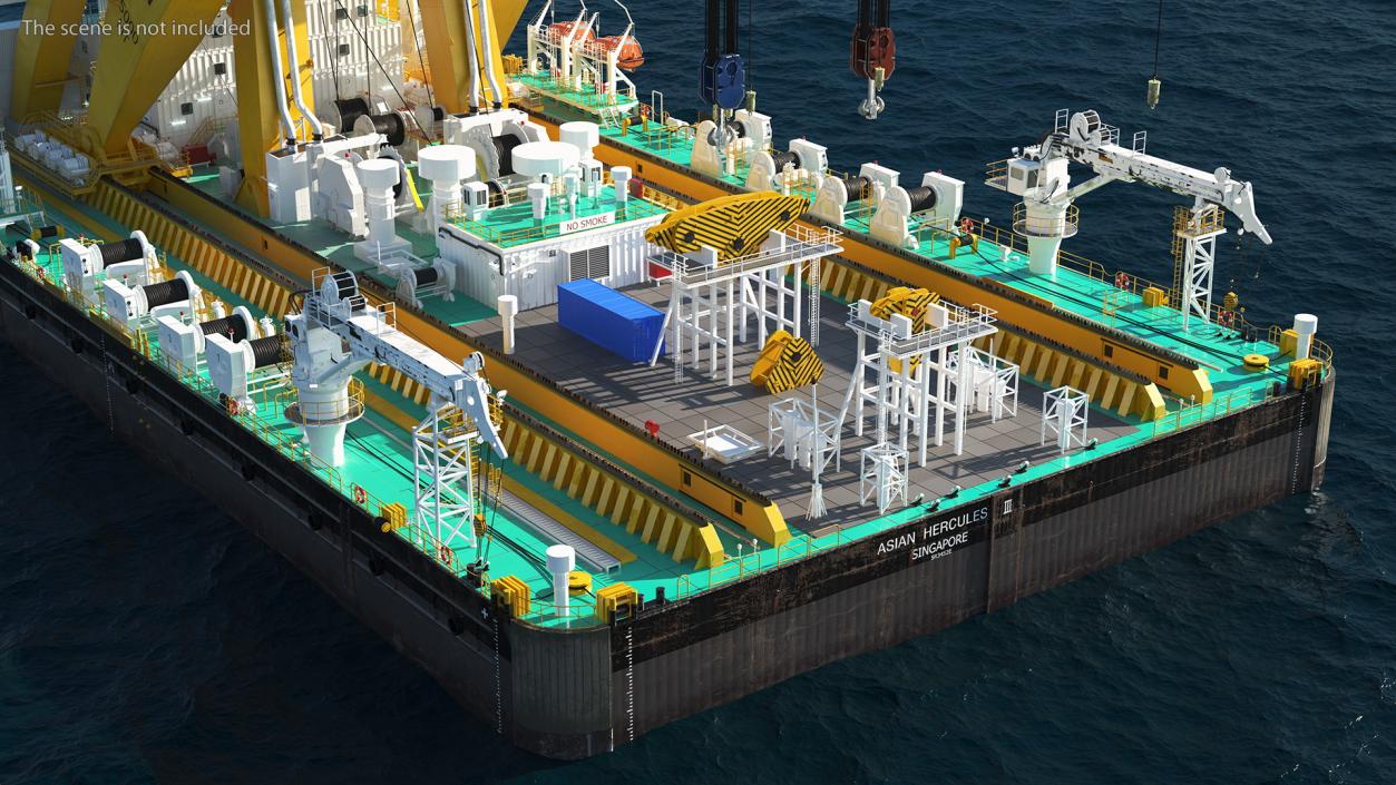 3D Floating Crane Ship Working Position