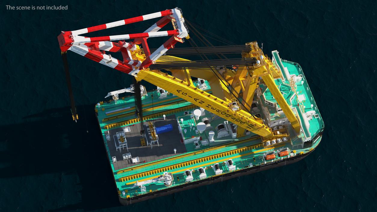 3D Floating Crane Ship Working Position