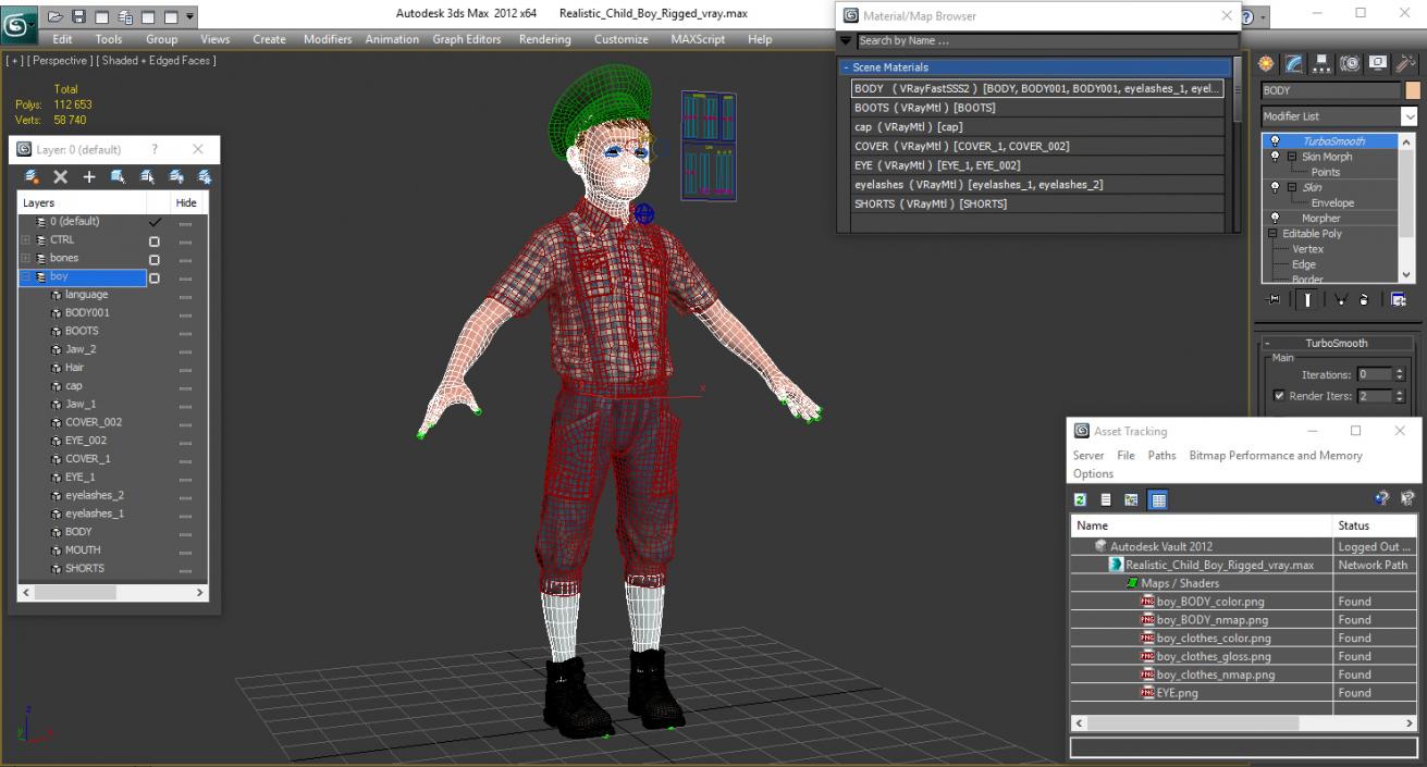 3D Realistic Child Boy Rigged