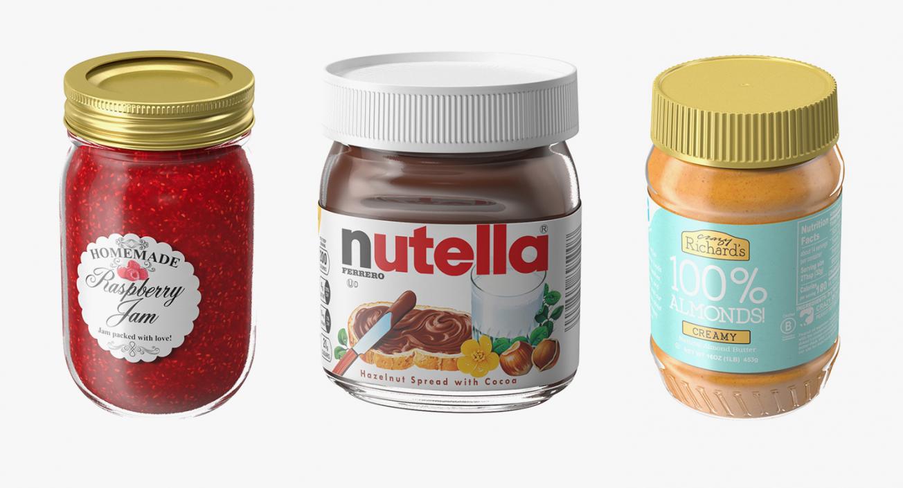 3D Nutella Peanut butter Jam Collection 2 model