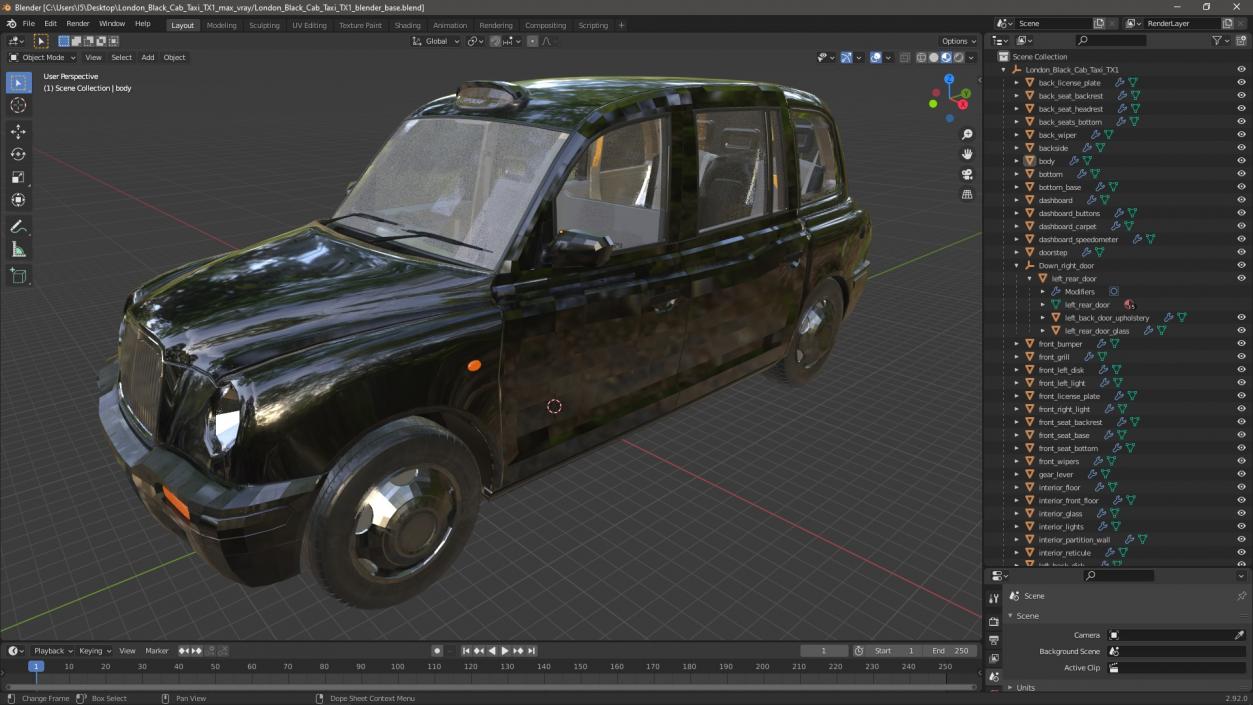 3D model London Black Cab Taxi TX1