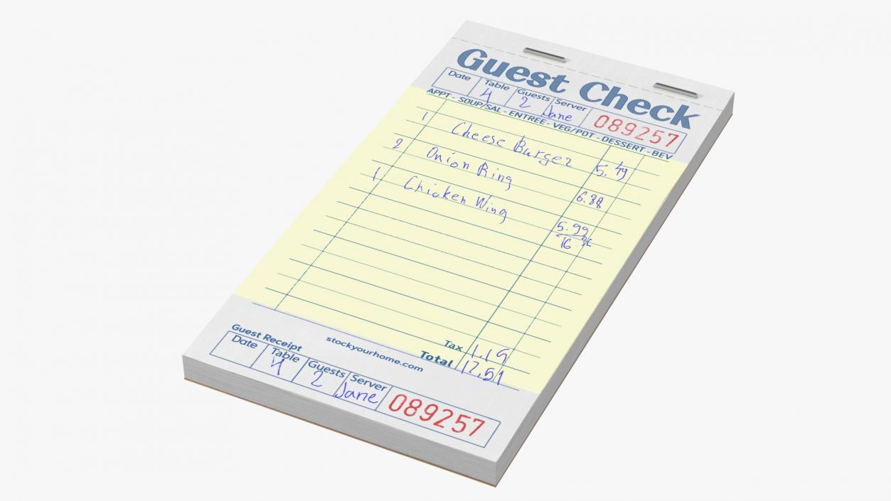 3D Filled Guest Check Book Yellow Pages