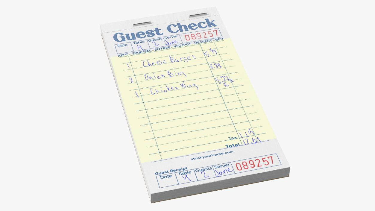 3D Filled Guest Check Book Yellow Pages