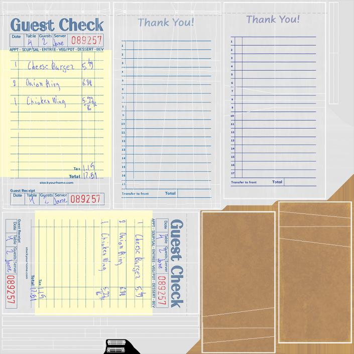 3D Filled Guest Check Book Yellow Pages