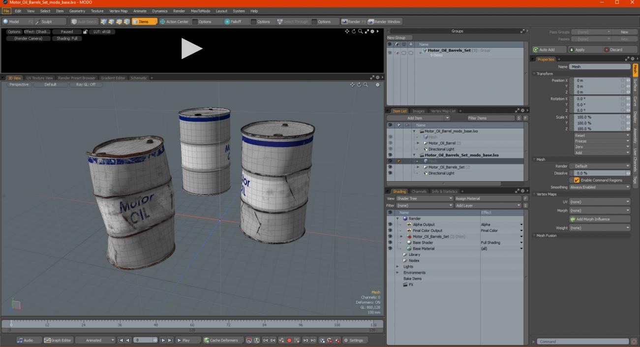 3D Motor Oil Barrels Set