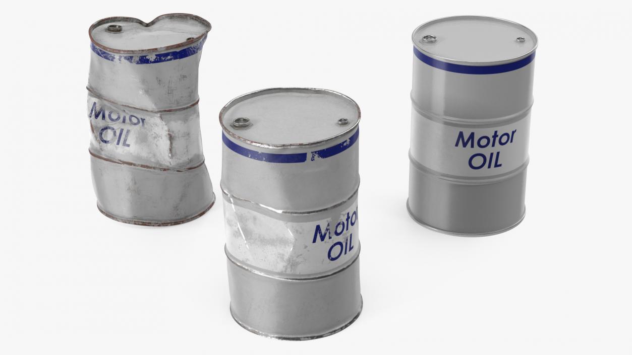 3D Motor Oil Barrels Set