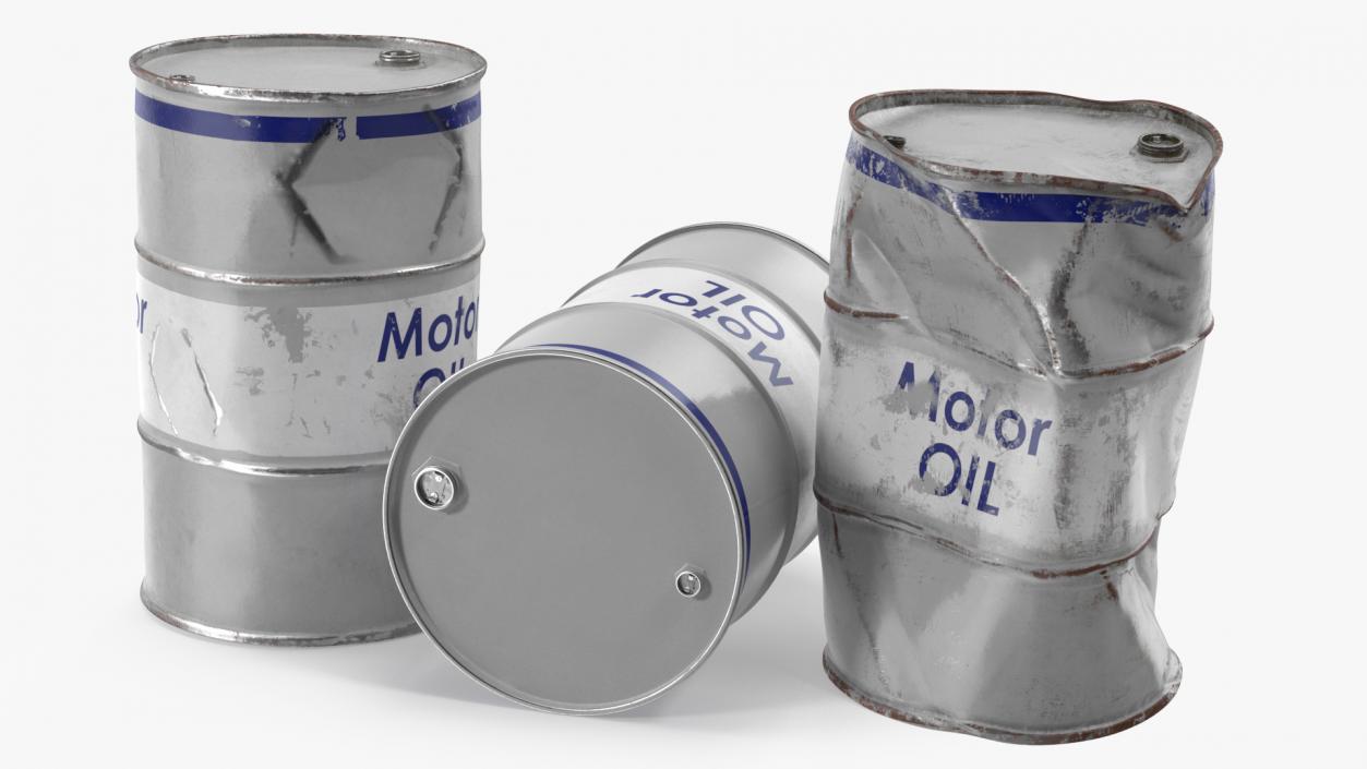 3D Motor Oil Barrels Set