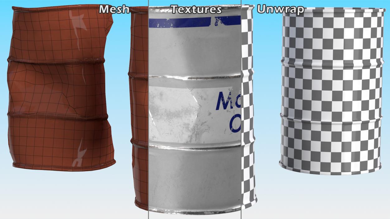 3D Motor Oil Barrels Set