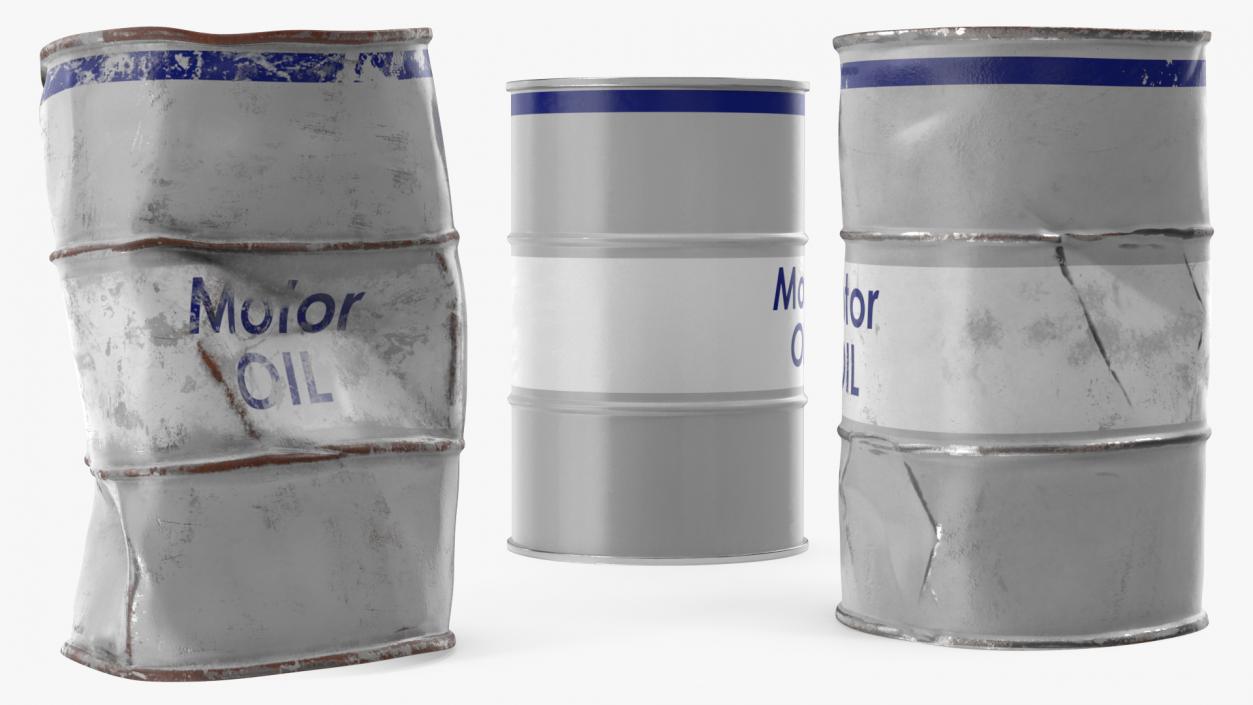 3D Motor Oil Barrels Set