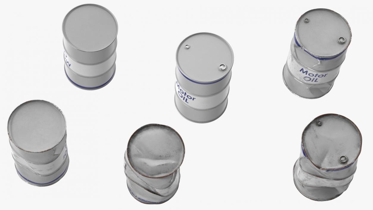 3D Motor Oil Barrels Set