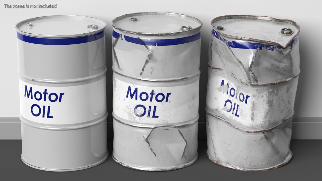 3D Motor Oil Barrels Set