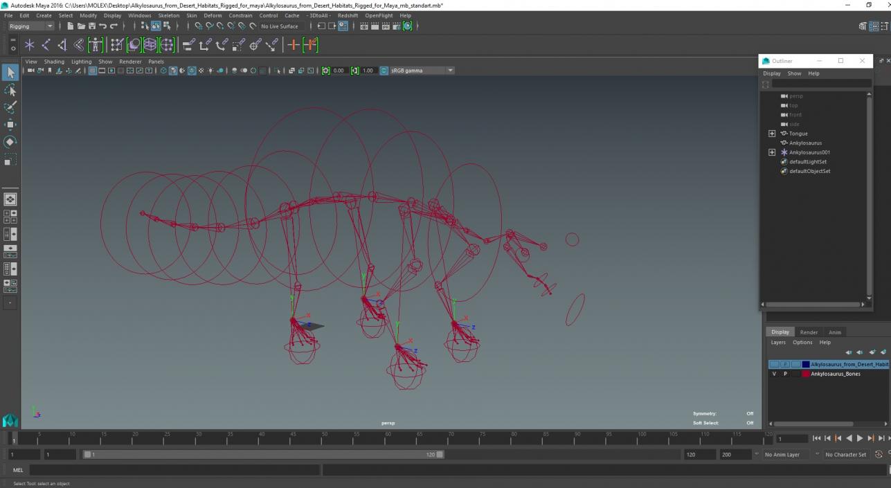 Ankylosaurus from Desert Habitats Rigged for Maya 3D model