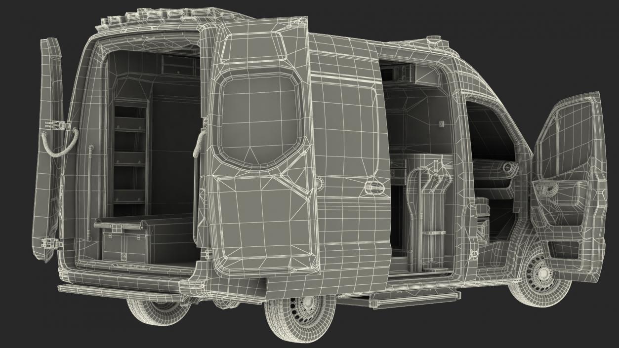 Mercedes Benz Sprinter Emergency Ambulance Rigged 3D model