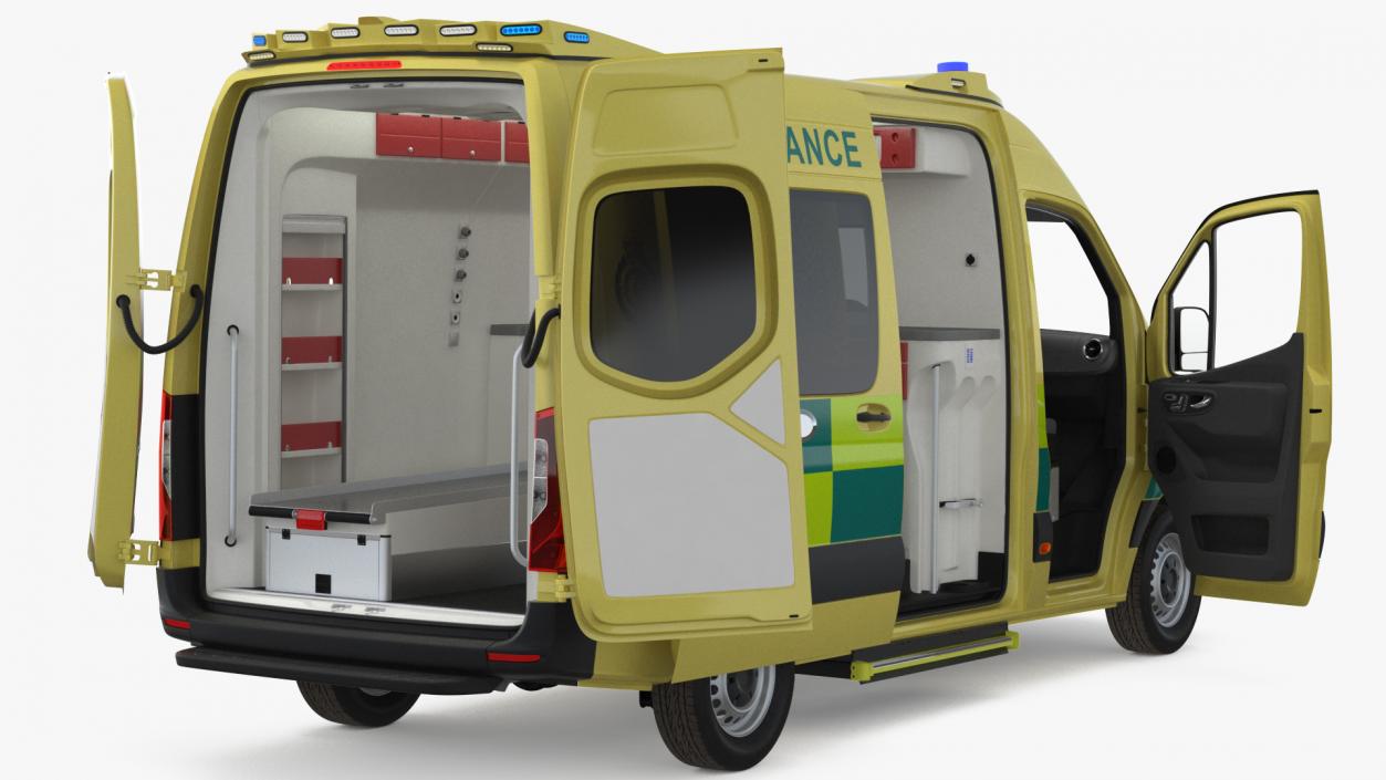 Mercedes Benz Sprinter Emergency Ambulance Rigged 3D model