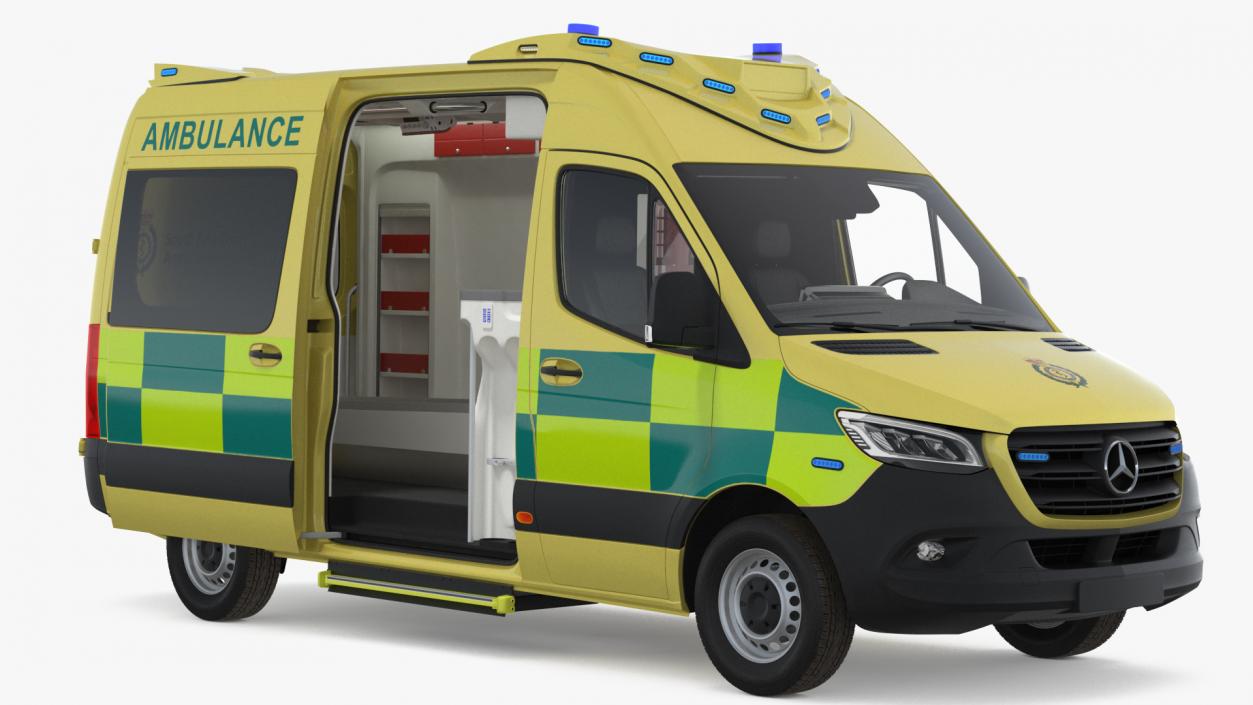 Mercedes Benz Sprinter Emergency Ambulance Rigged 3D model