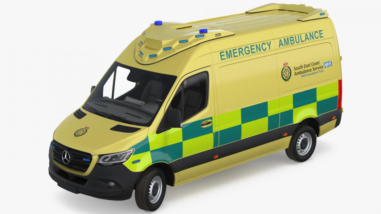 Mercedes Benz Sprinter Emergency Ambulance Rigged 3D model