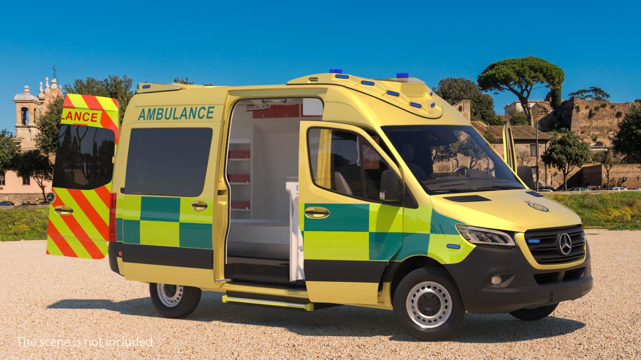 Mercedes Benz Sprinter Emergency Ambulance Rigged 3D model