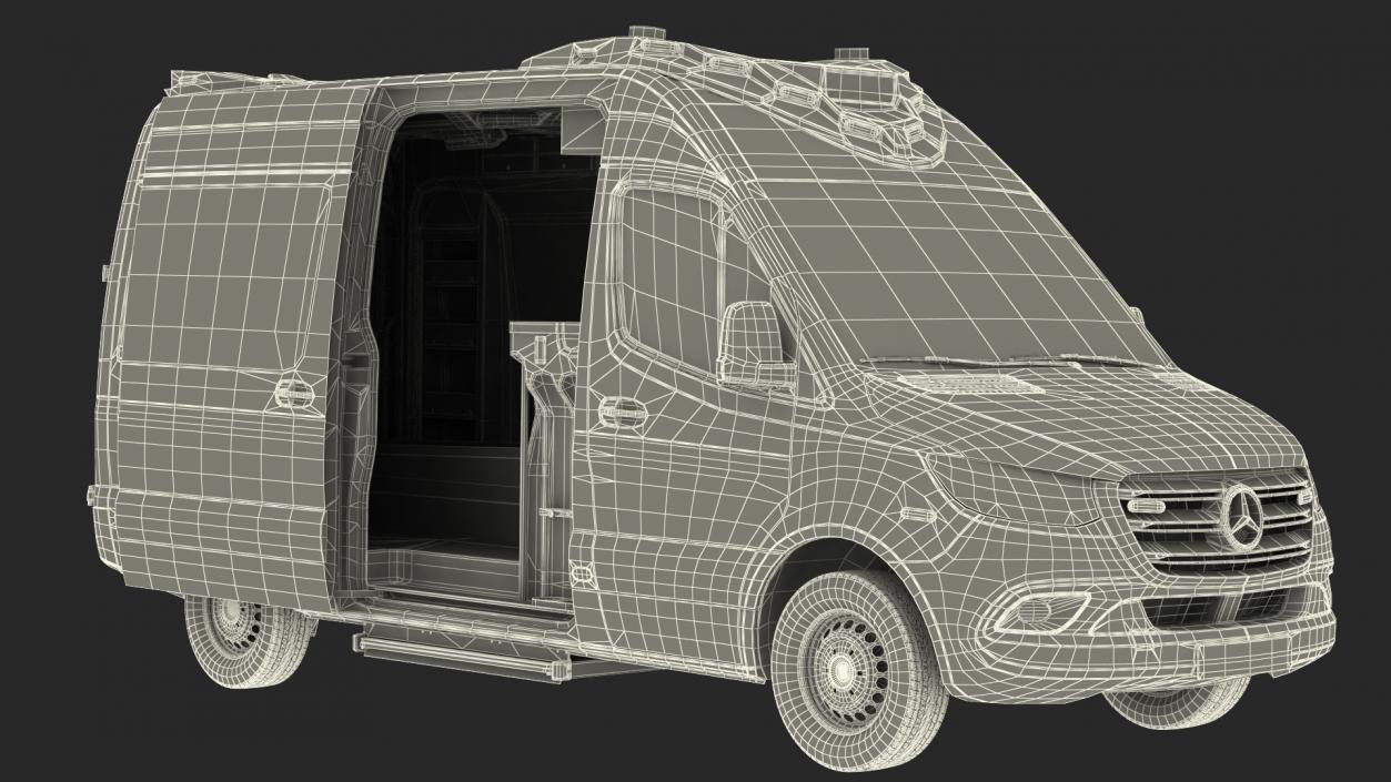 Mercedes Benz Sprinter Emergency Ambulance Rigged 3D model