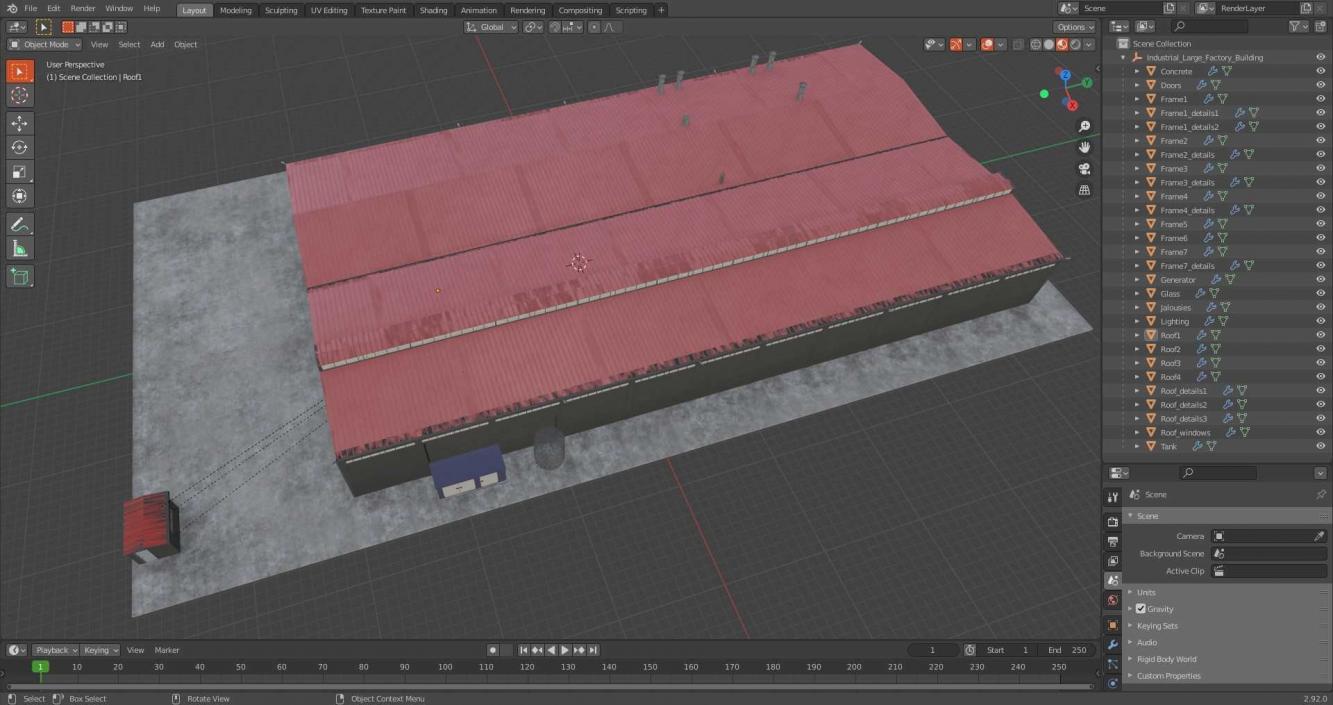 3D model Industrial Large Factory Building 2