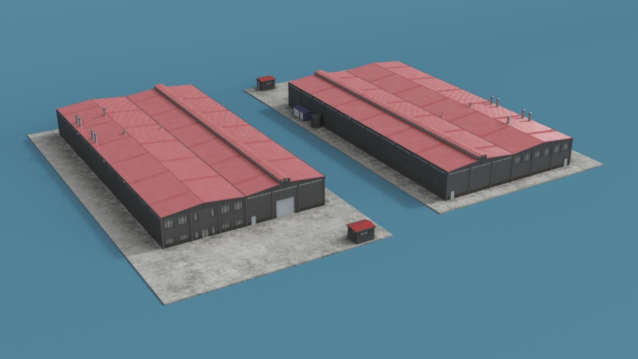 3D model Industrial Large Factory Building 2