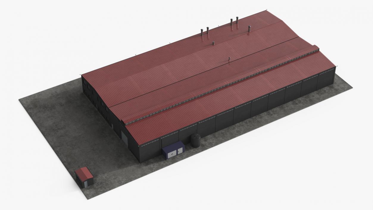 3D model Industrial Large Factory Building 2