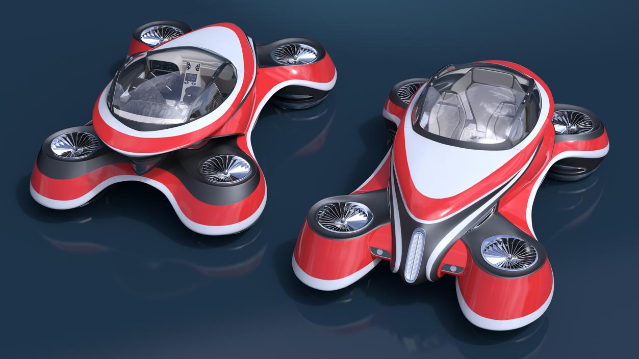 3D Hover Car Concept by Lazzarini Red 2