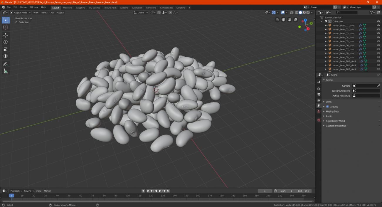 Pile of Roman Beans 3D model