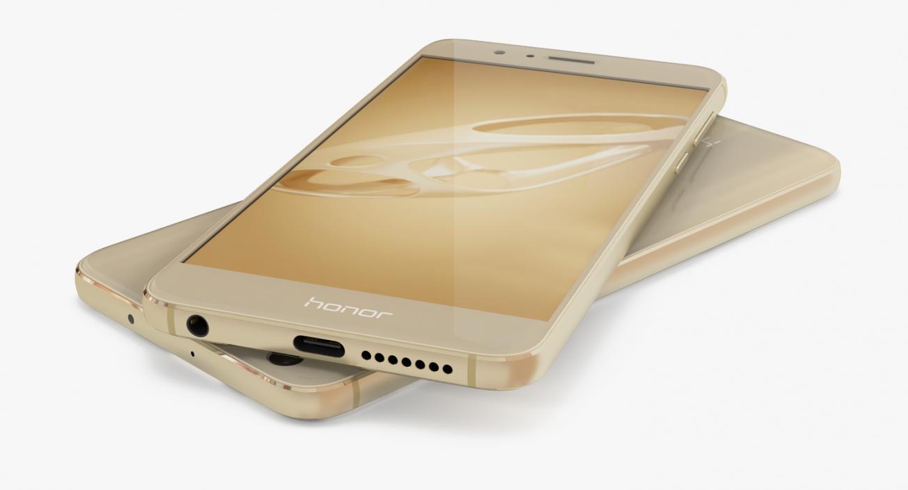 Huawei Honor 8 Sunrise Gold 3D