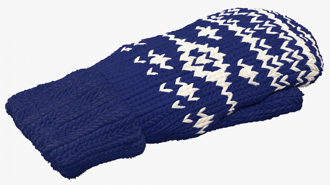 3D model Knitted Blue Wool Mittens