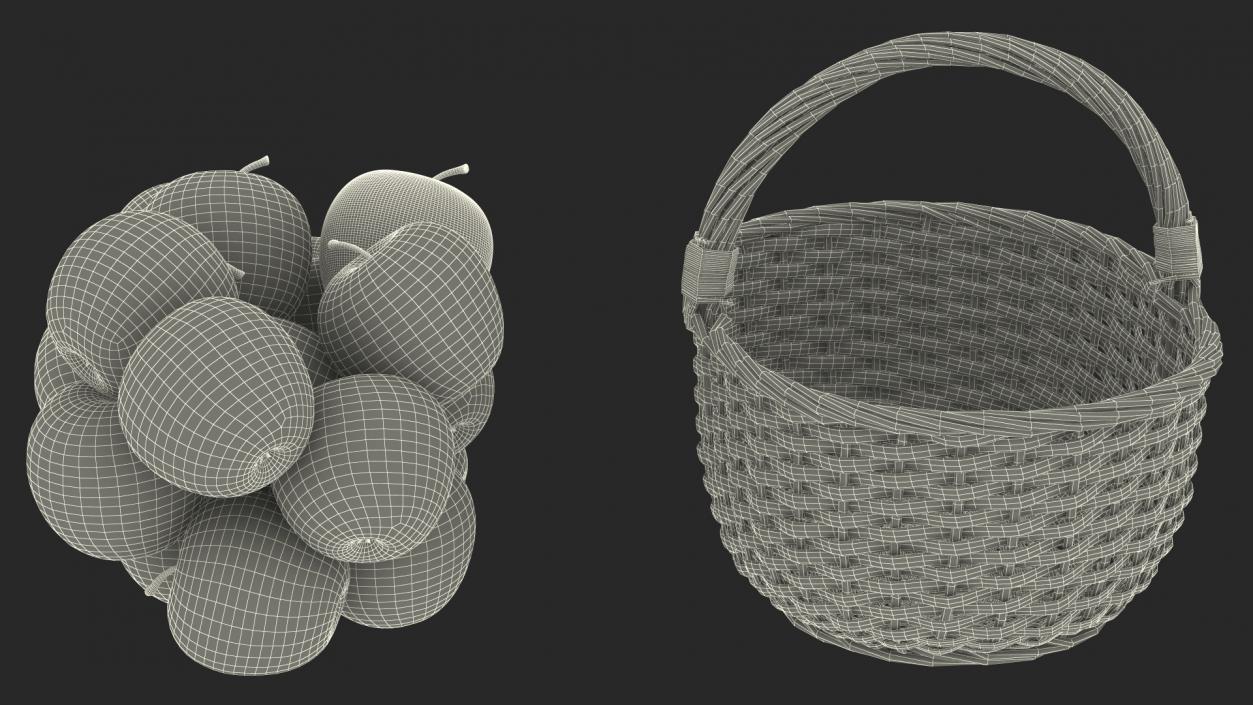 3D Basket with Apples model