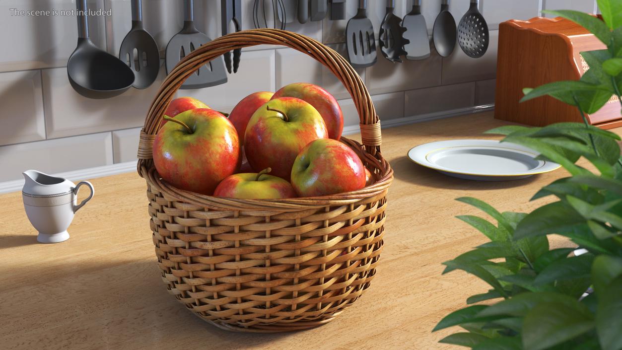 3D Basket with Apples model