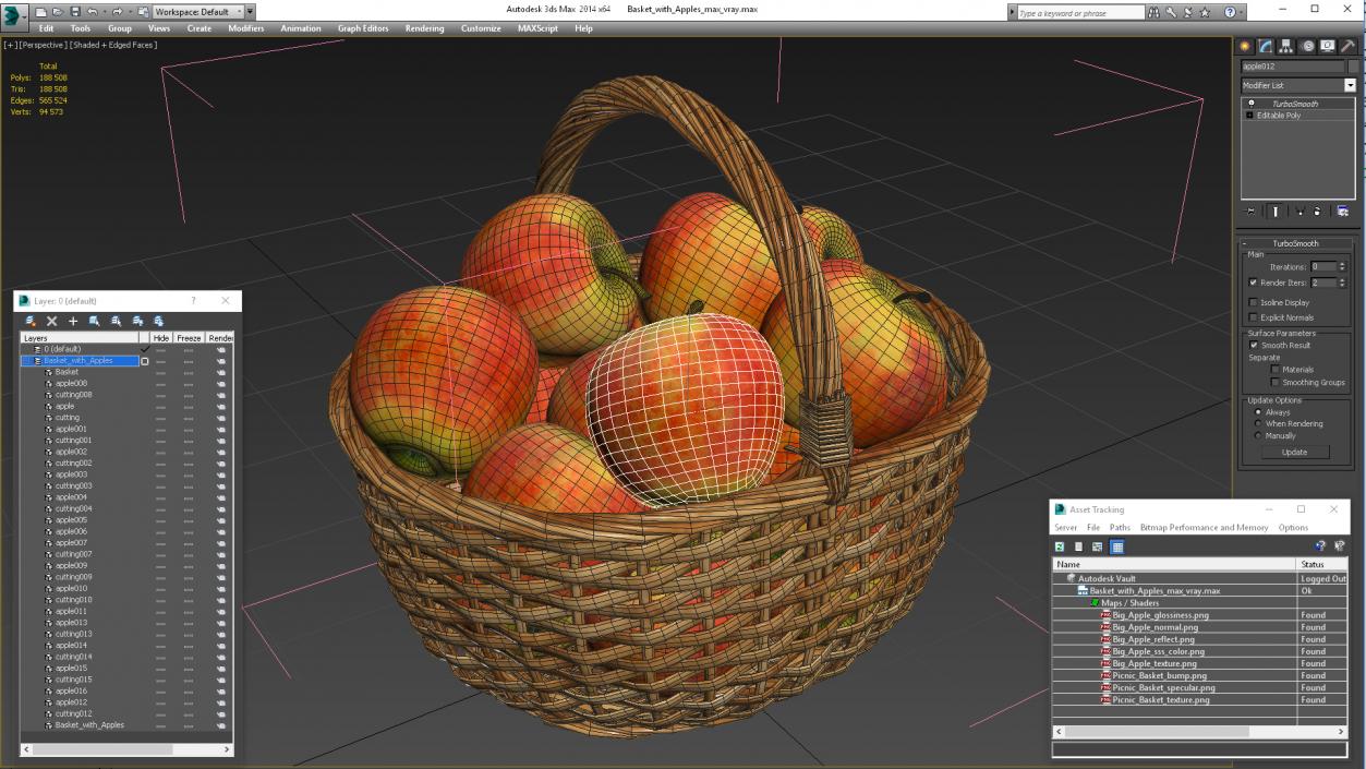 3D Basket with Apples model