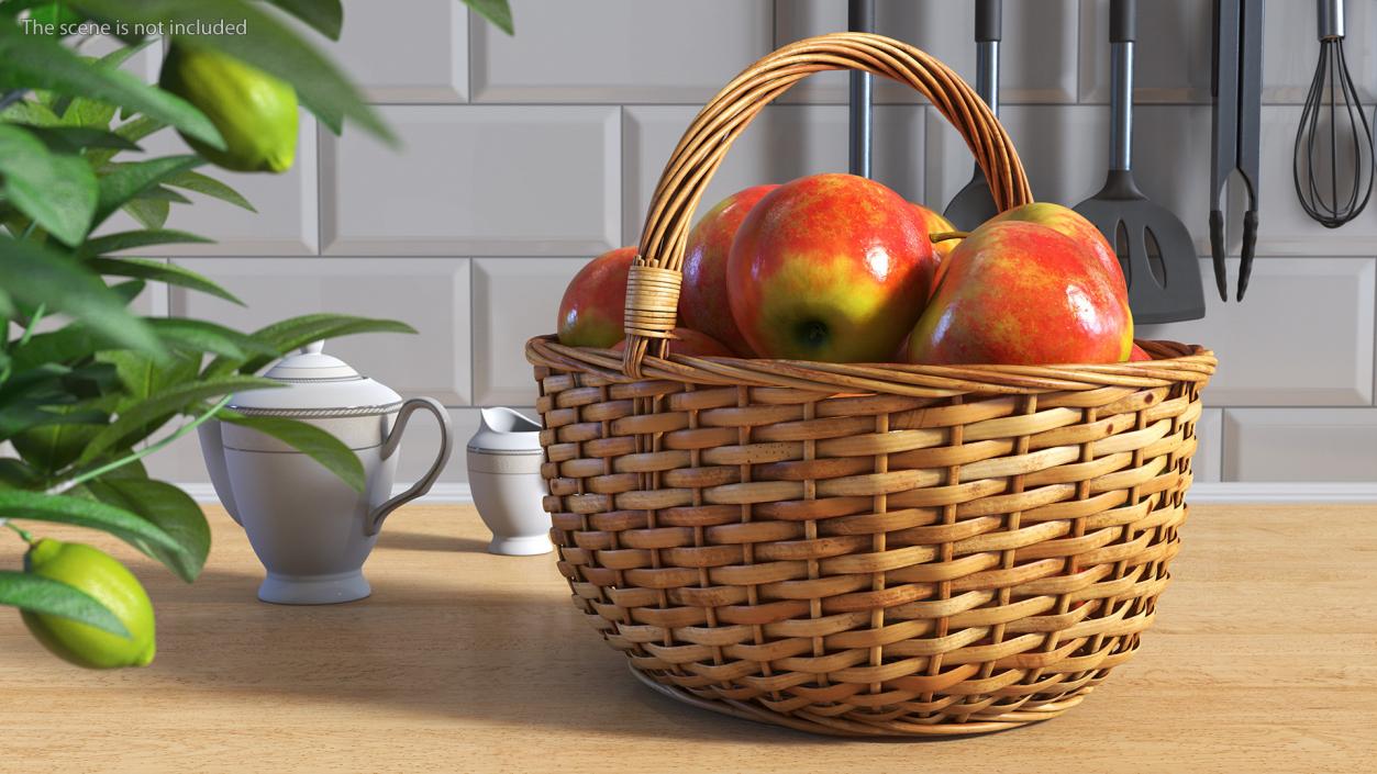 3D Basket with Apples model