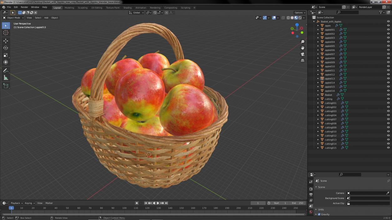 3D Basket with Apples model