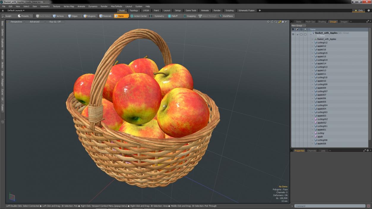 3D Basket with Apples model