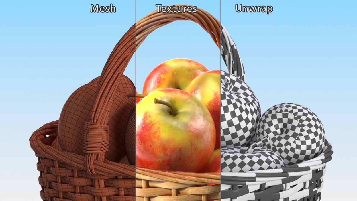 3D Basket with Apples model